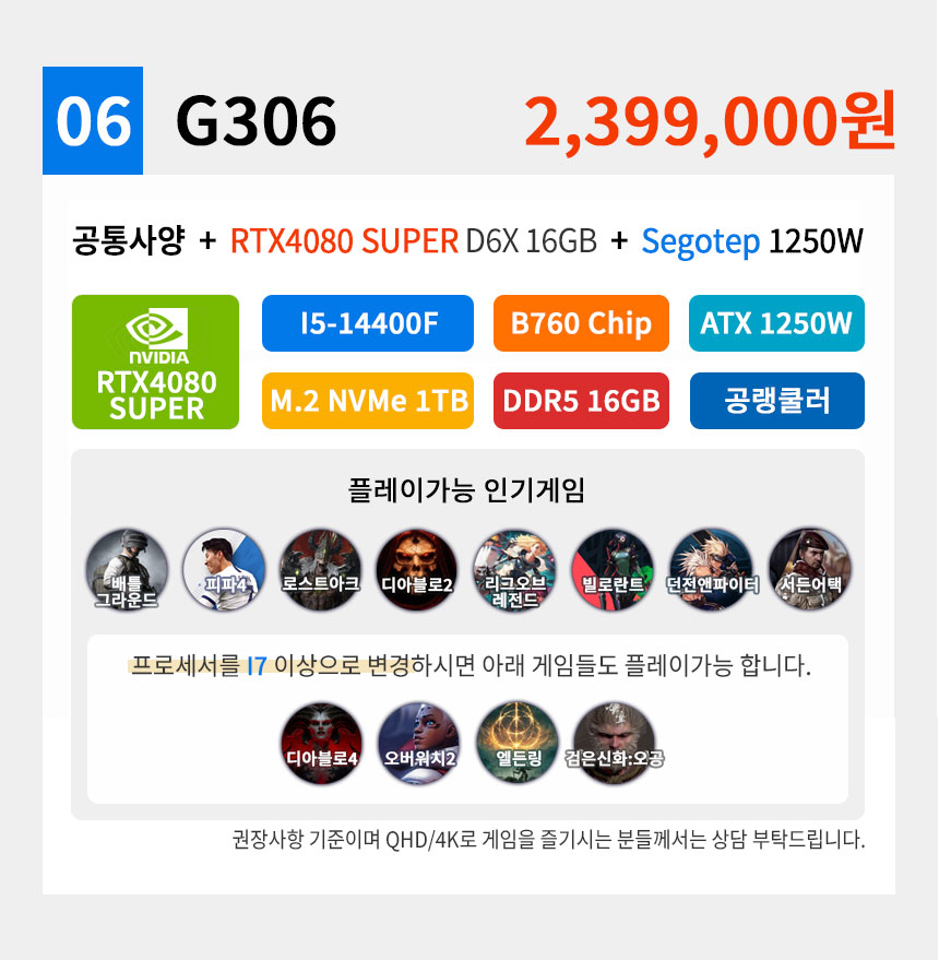 선택06 G306 RTX4080 SUPER D6X 16GB