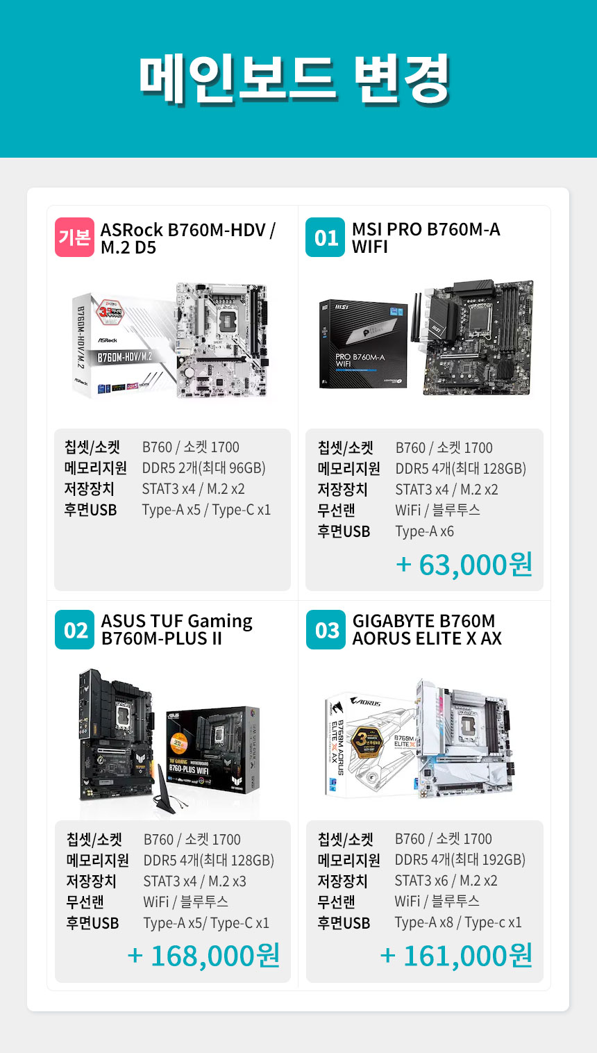 메인보드 변경 - 기본 ASRock B760M-HDV/M.2 D5